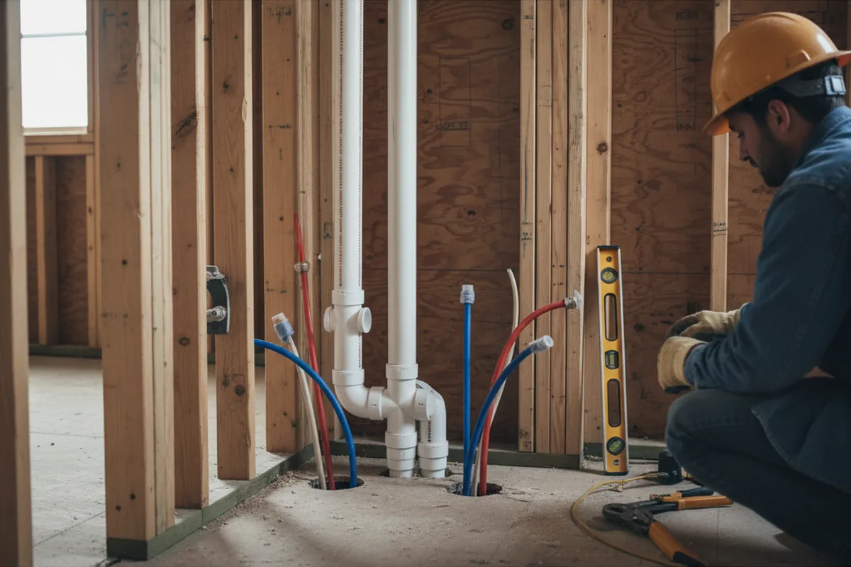 Drain and supply rough-in during Toilet Repair and Installation in Markleton